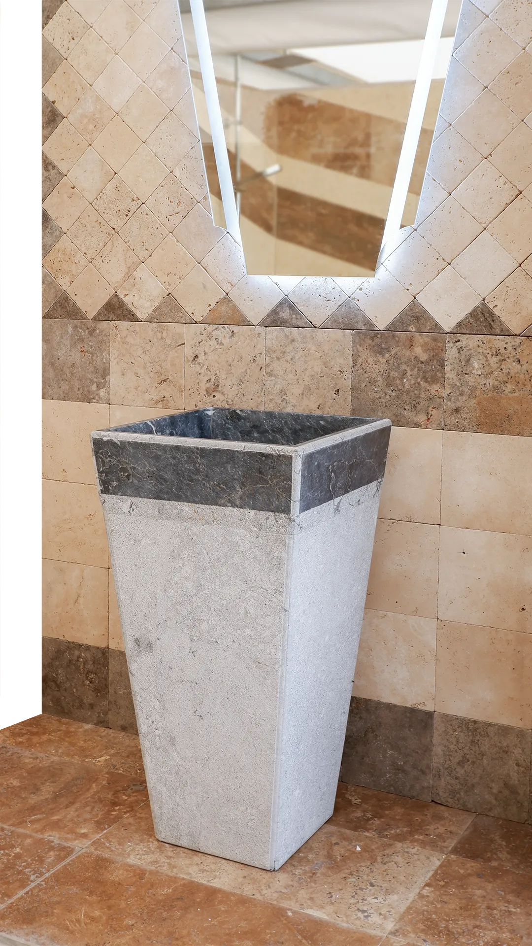 Lavabo bagno a Colonna in marmo nero 42x42x83 cm | Stone Art