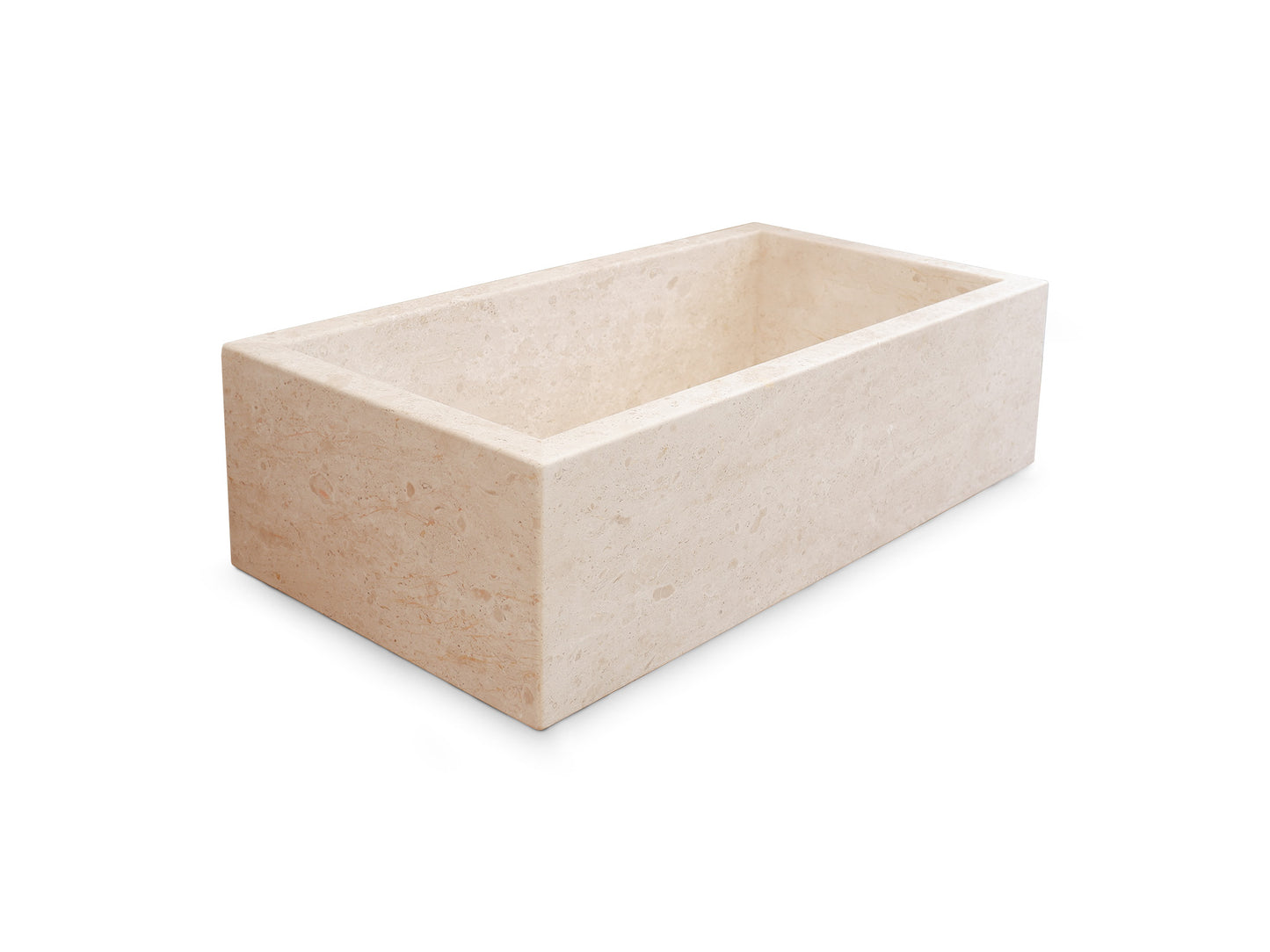 Lavandino Cucina/Bagno in Pietra Marmo Bianco di Orosei | 74/84x44x24 cm