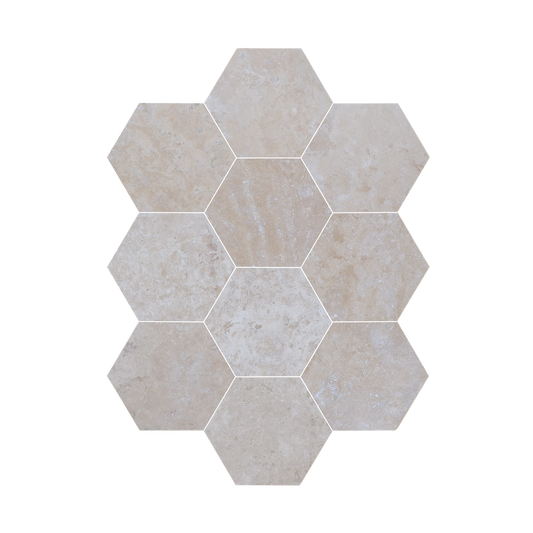 Piastrelle ESAGONO Pietra Naturale Travertino (0,62mq)