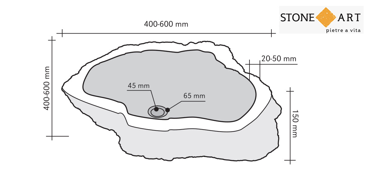 Lavabo bagno da appoggio in ONICE Ø40-60 x15h cm | Stone Art