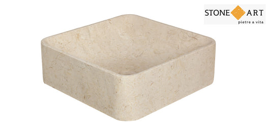 Lavabo bagno da appoggio in MARMO bianco 45x45x15h cm | Stone Art