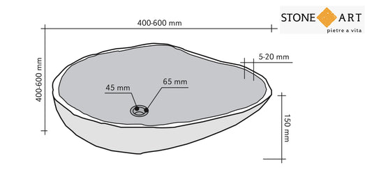 Lavabo bagno da appoggio Ovale Ø40-60 15h cm | Stone Art