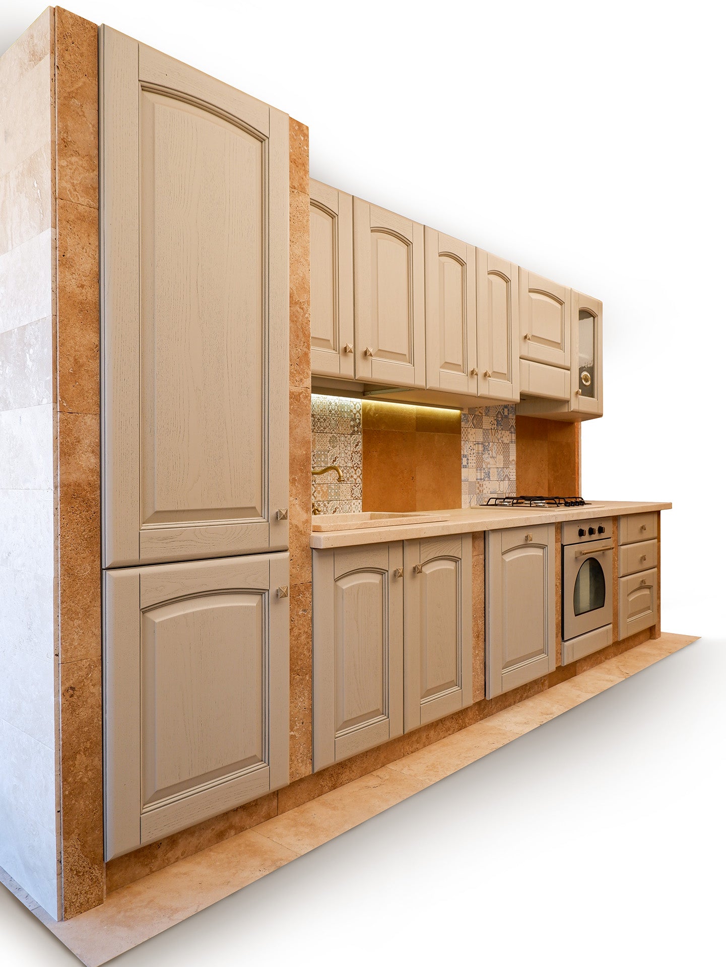 cucina lineare classica magda con dettagli in pietra naturale di stone art