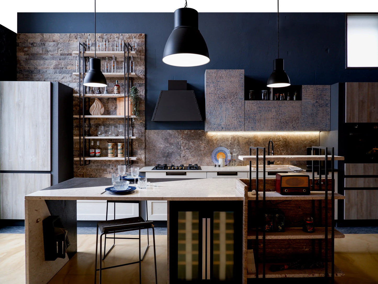 vista frontale cucina moderna Lab di Stone Art