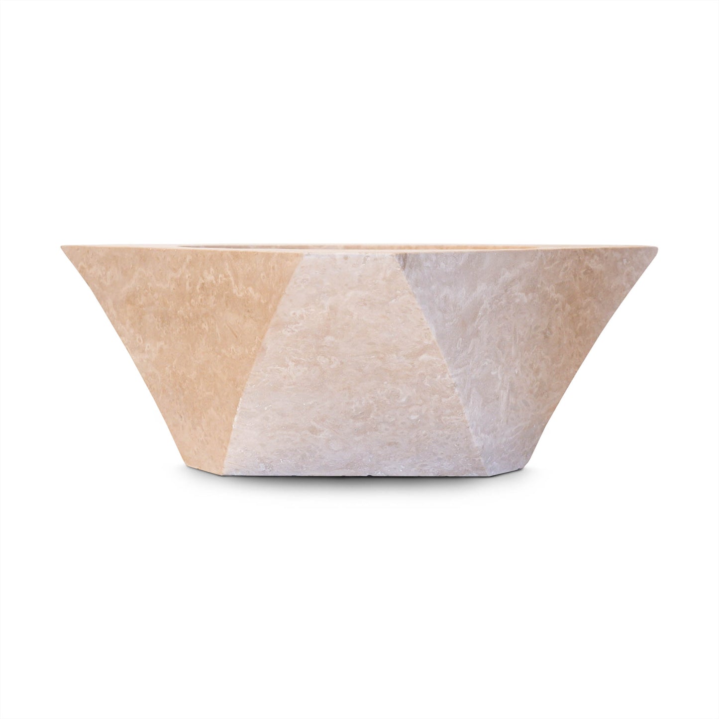 Lavabo appoggio bagno angolo pietra travertino chiaro 45x45x15 cm | Stone Art