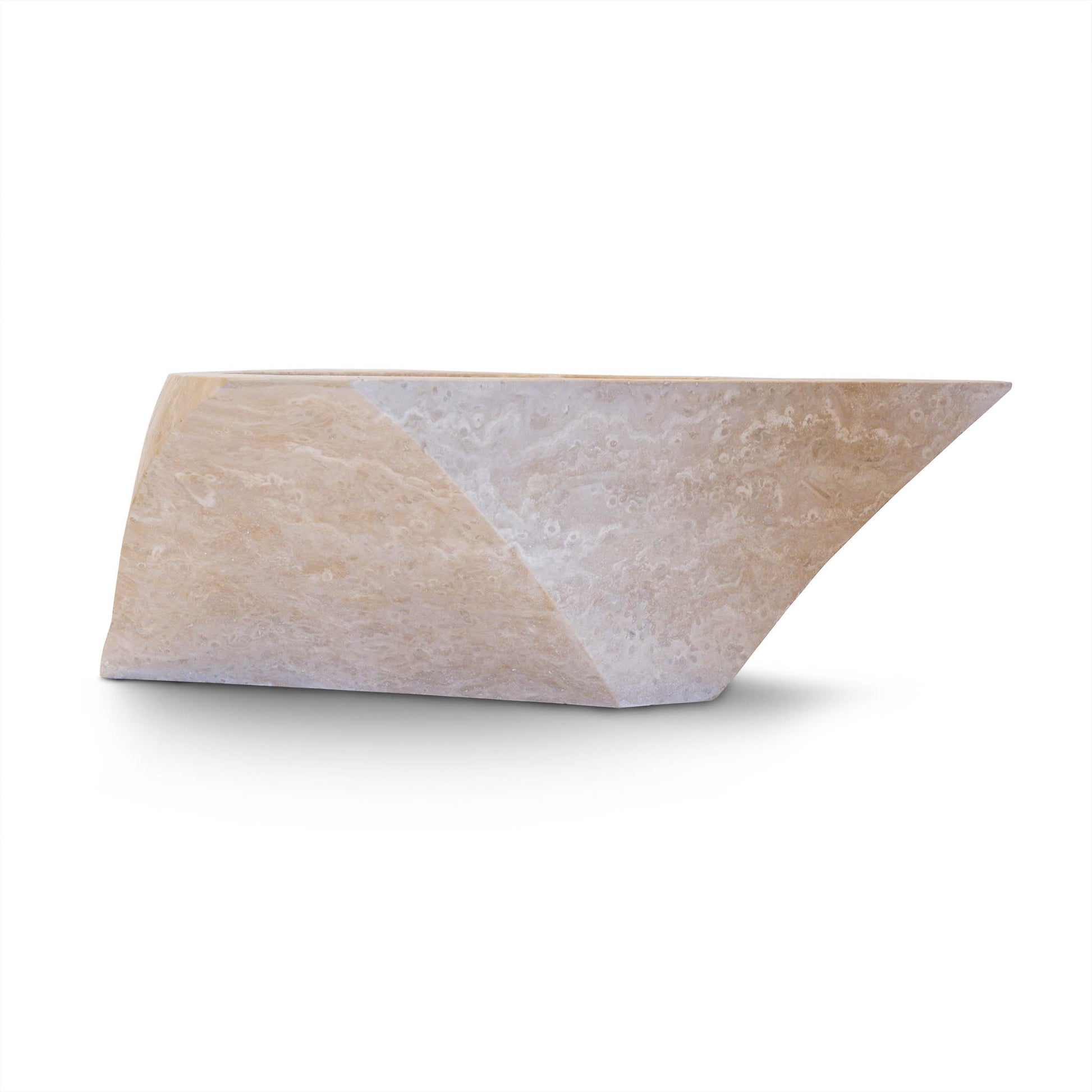 Lavabo appoggio bagno angolo pietra travertino chiaro 45x45x15 cm | Stone Art