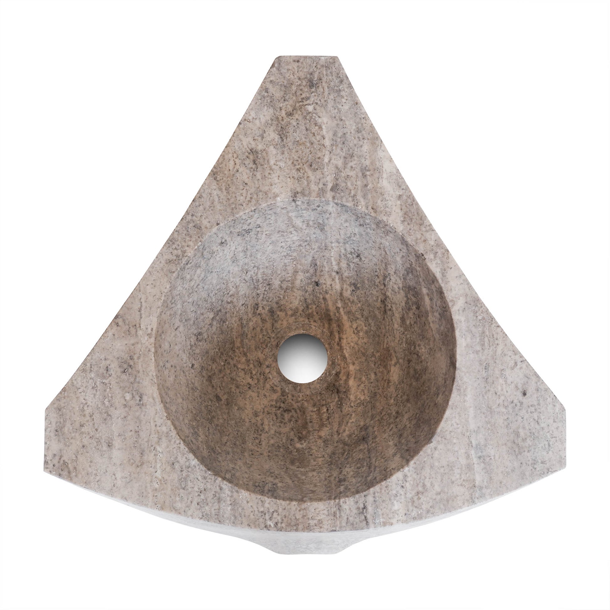 Lavabo appoggio bagno angolo pietra travertino silver 45x45x15 cm