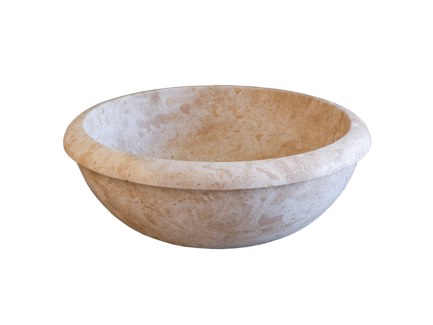 Lavabo bagno da incasso Tondo in Travertino Chiaro 45x45x15 cm | Stone Art