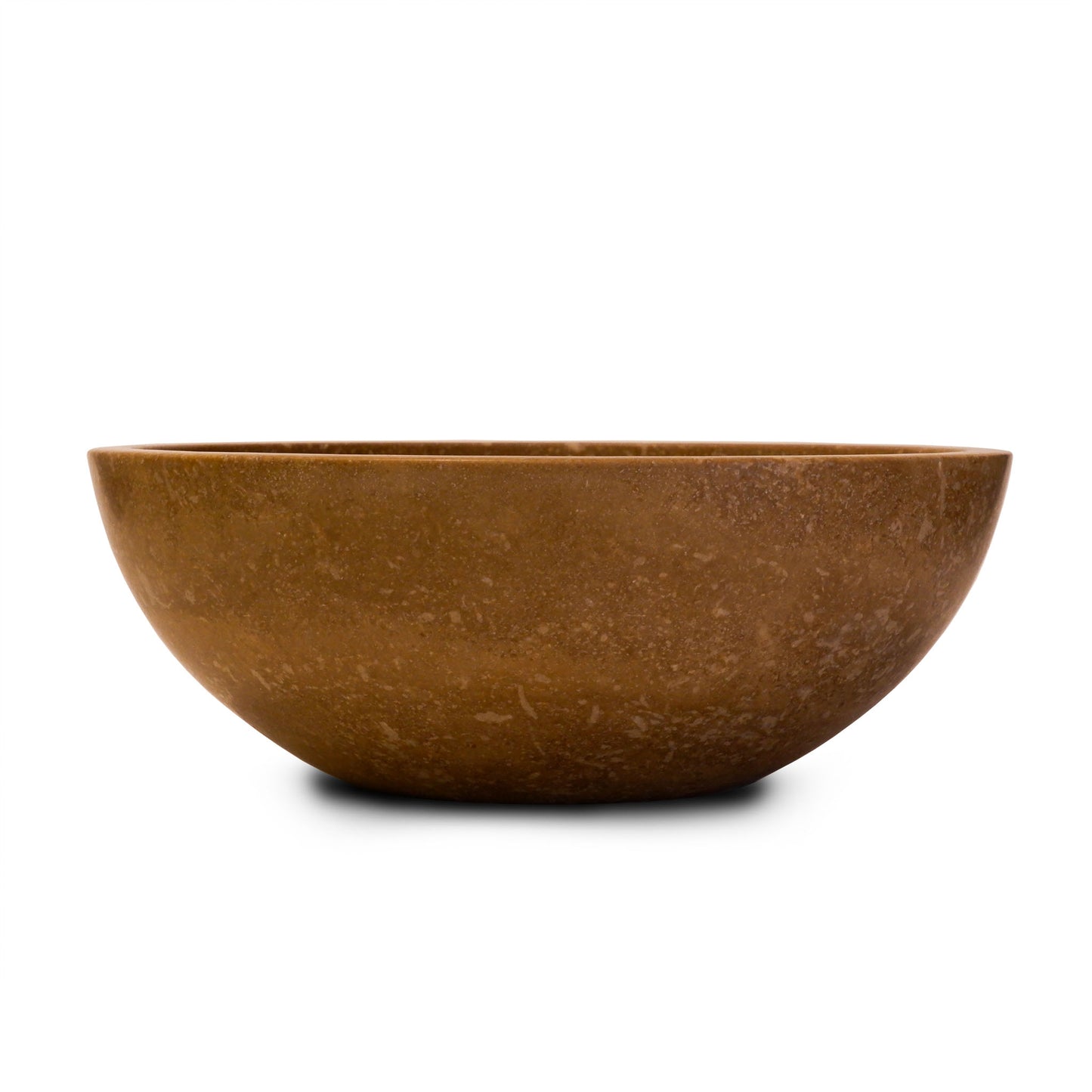 Lavabo bagno tondo travertino noce vista laterale 42x42x15 Stone Art