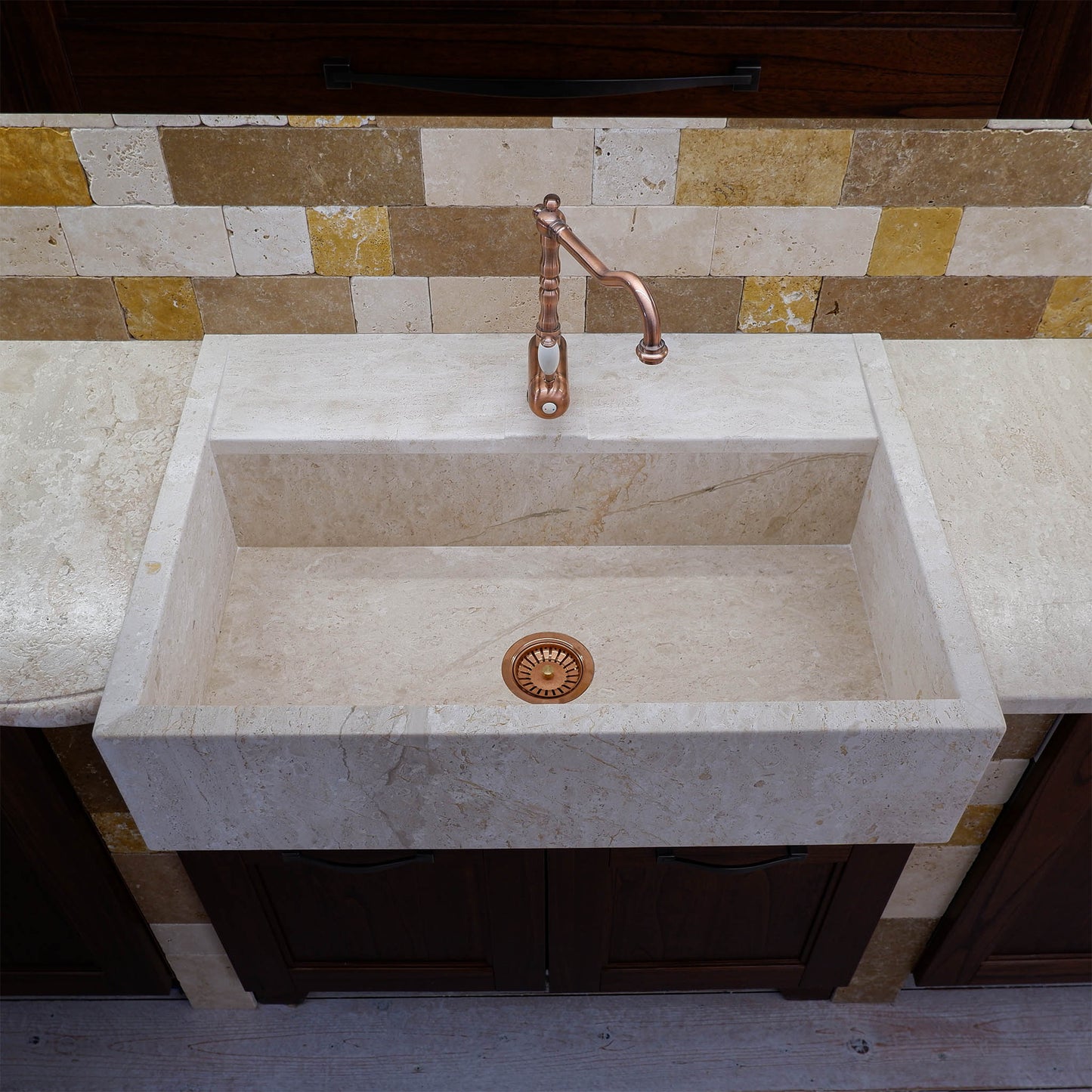 Lavello Cucina in Pietra naturale Marmo Bianco di Orosei 90x65 cm | Stone Art