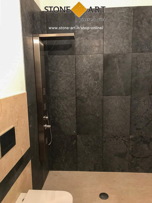 bagno parete doccia Piastrelle Pietra Marmo Nero 1,2x40,6X61cm | Stone Art