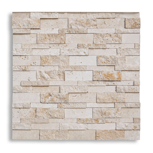 Piastrelle Pietra Splitface Travertino Chiaro Assemblato | Stone Art