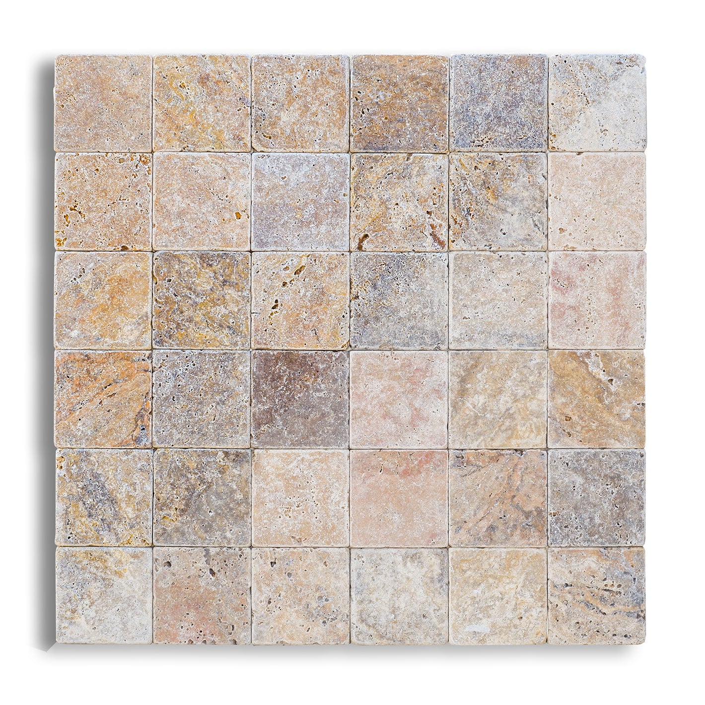 piastrelle per pavimenti e pareti in pietra naturale 10x10x1cm (0,5mq) travertino autunno