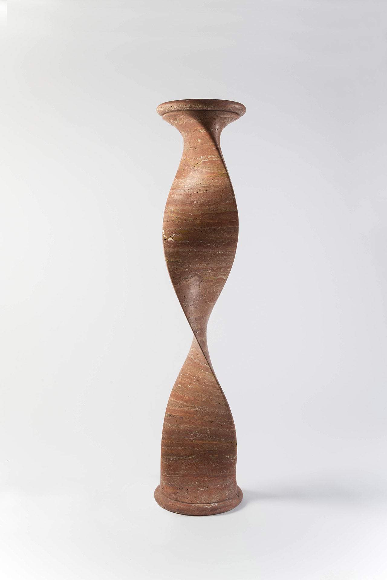 Scultura Lampada alta in pietra naturale Travertino Rosso