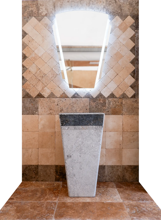 Lavabo bagno a Colonna in marmo nero 42x42x83 cm | Stone Art