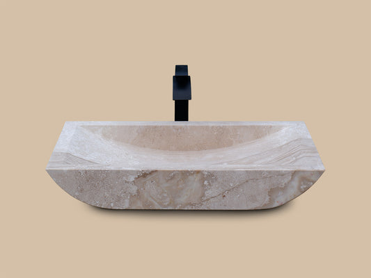 Lavabo Moderno Bagno in Pietra Marmo Chiaro | 70x40x15 cm