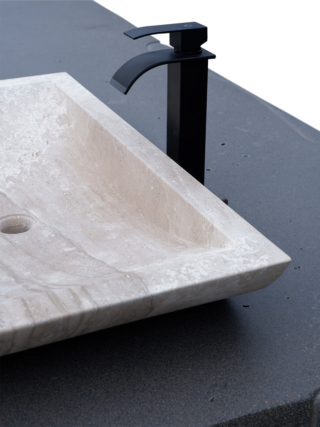 Lavabo Moderno Bagno in Pietra Marmo Chiaro | 70x40x15 cm