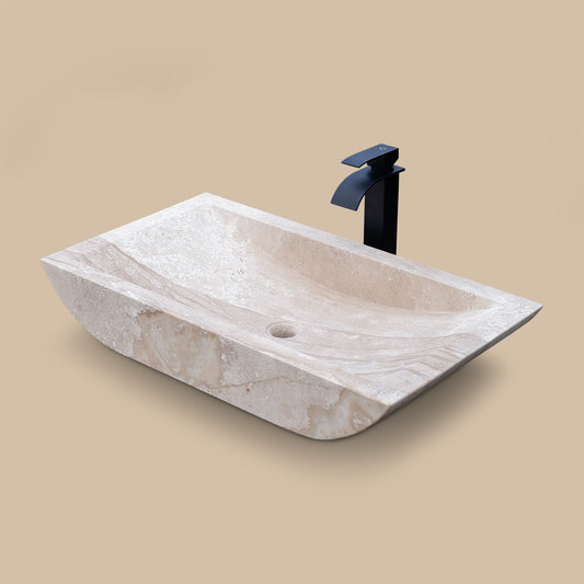 Lavabo Moderno Bagno in Pietra Marmo Chiaro | 70x40x15 cm
