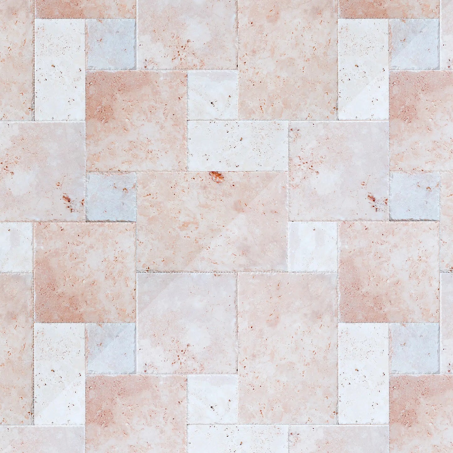piastrelle per rivestire pareti, pavimenti e superfici in pietra naturale travertino chiaro light con formato opus romano e bordo tranciato e dritto di stone art