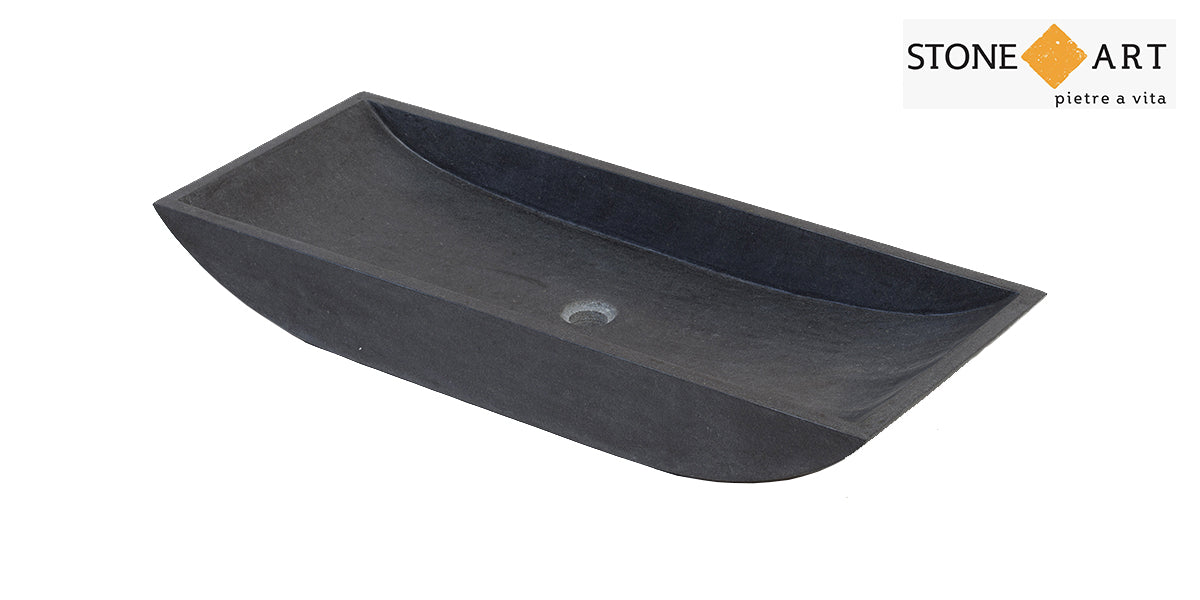 Lavabo bagno da appoggio in Basalto nero 40x100x12 cm