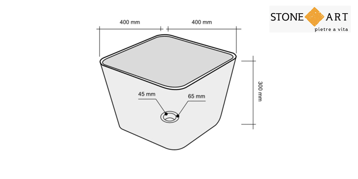 Lavabo bagno da appoggio in MARMO bianco 40x40x30h | Stone Art