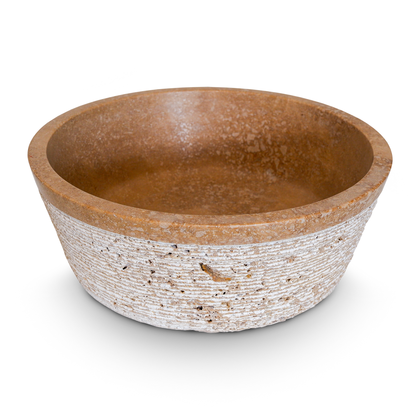 Lavabo bagno da appoggio Graffiato in Travertino Noce 45x45x15 cm | Stone Art