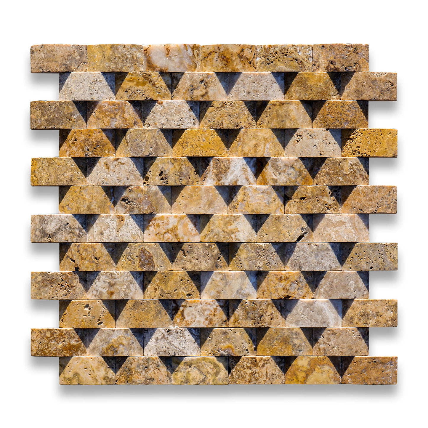 Piastrelle Mosaico Ondulato su rete Pietra Travertino Autunno 2,5x5 cm | Stone Art