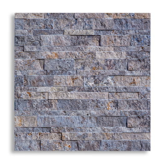 Piastrelle Pietra Splitface Travertino Silver Assemblato | Stone Art - STONE ART