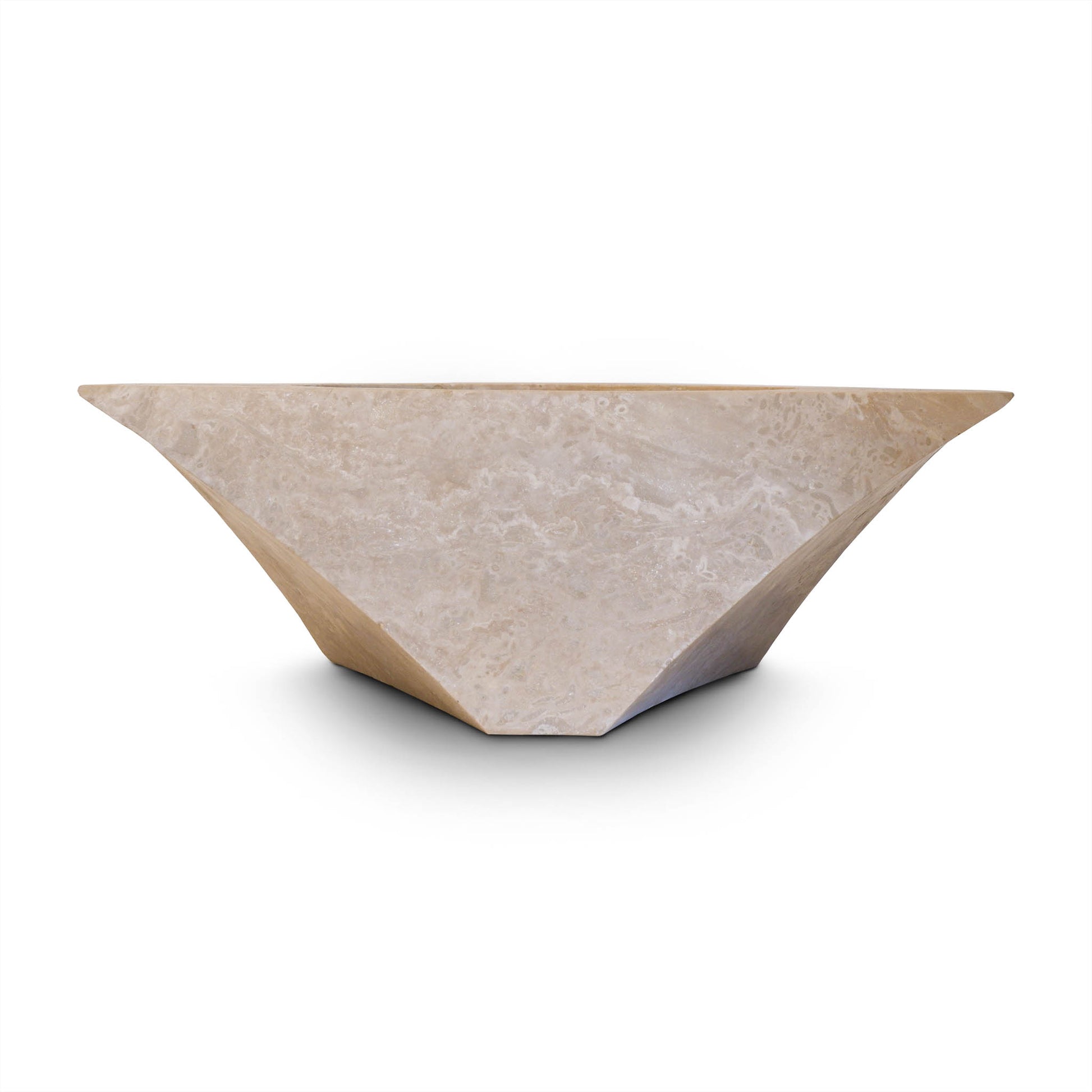 Lavabo appoggio bagno angolo pietra travertino chiaro 45x45x15 cm | Stone Art