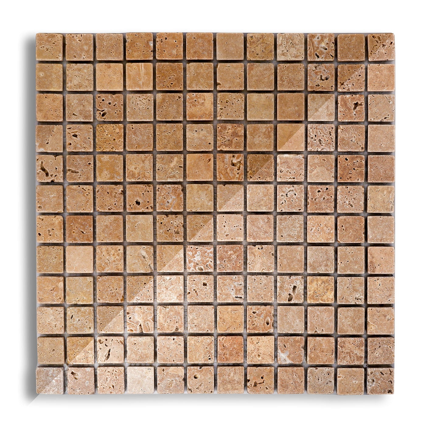 mosaico parete pavimento quadro pietra naturale tessera quadrata travertino marron noce