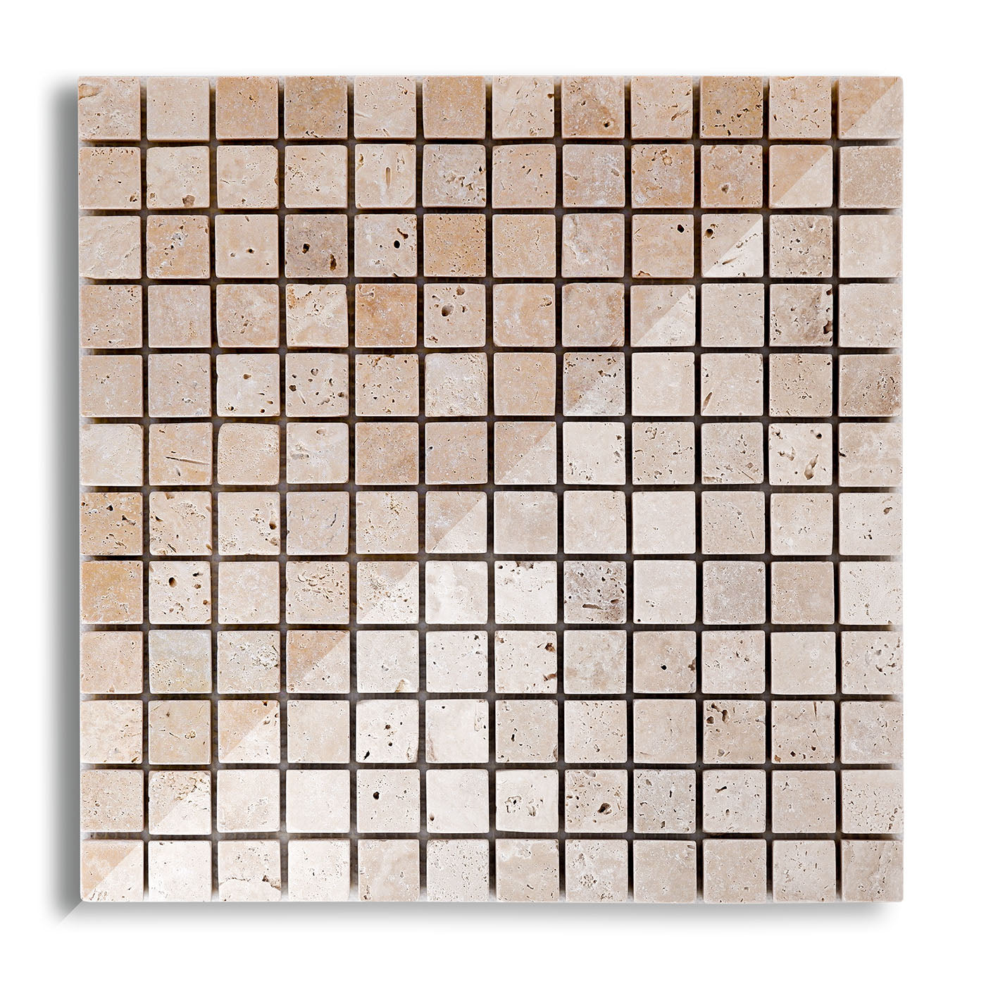mosaico parete pavimento quadro pietra naturale tessera quadrata travertino chiaro light
