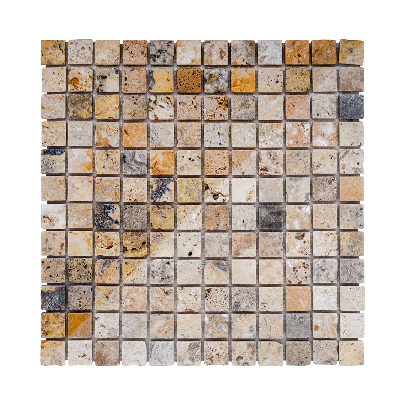 mosaico parete pavimento quadro pietra naturale tessera quadrata travertino scabas