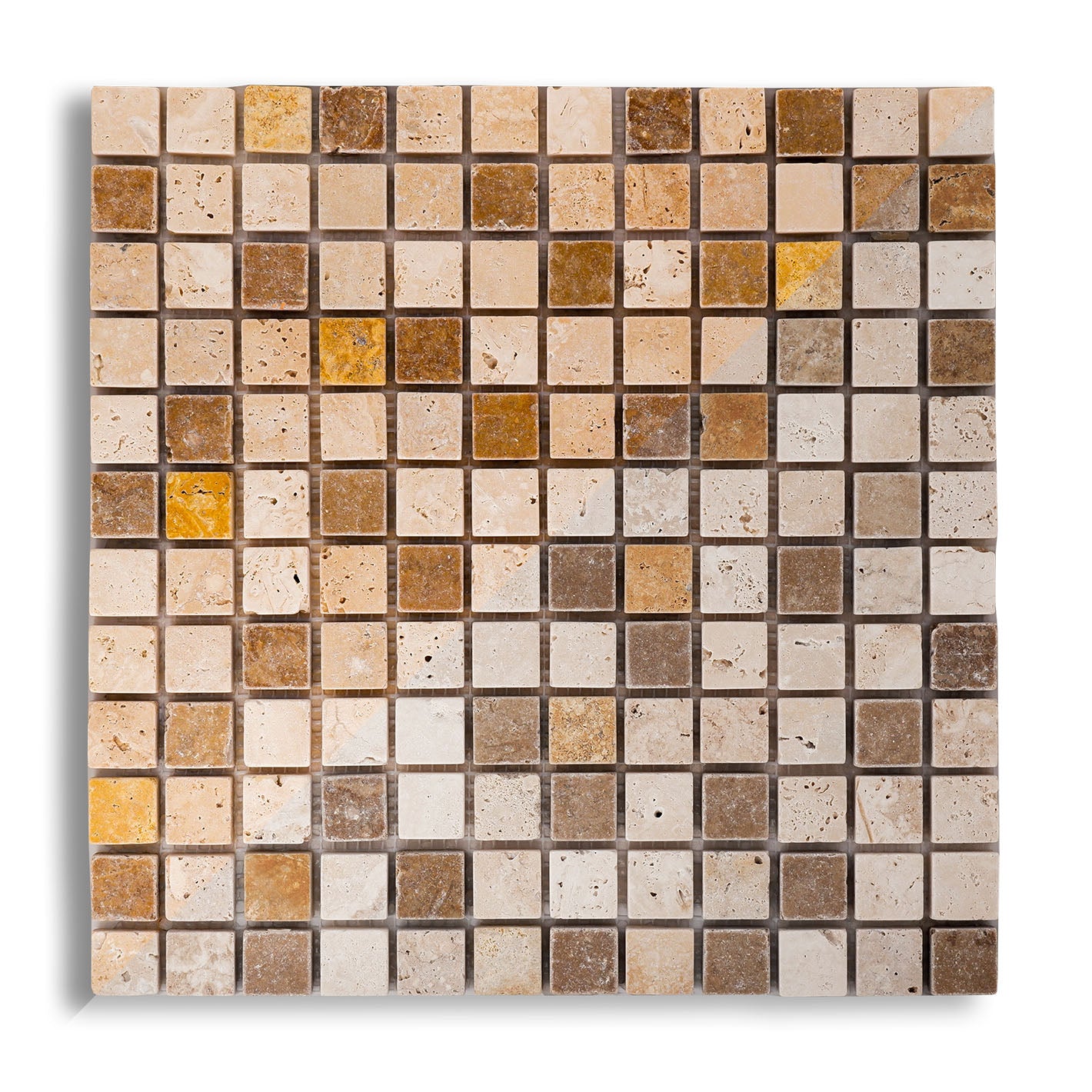 mosaico parete pavimento quadro pietra naturale tessera quadrata travertino mix color