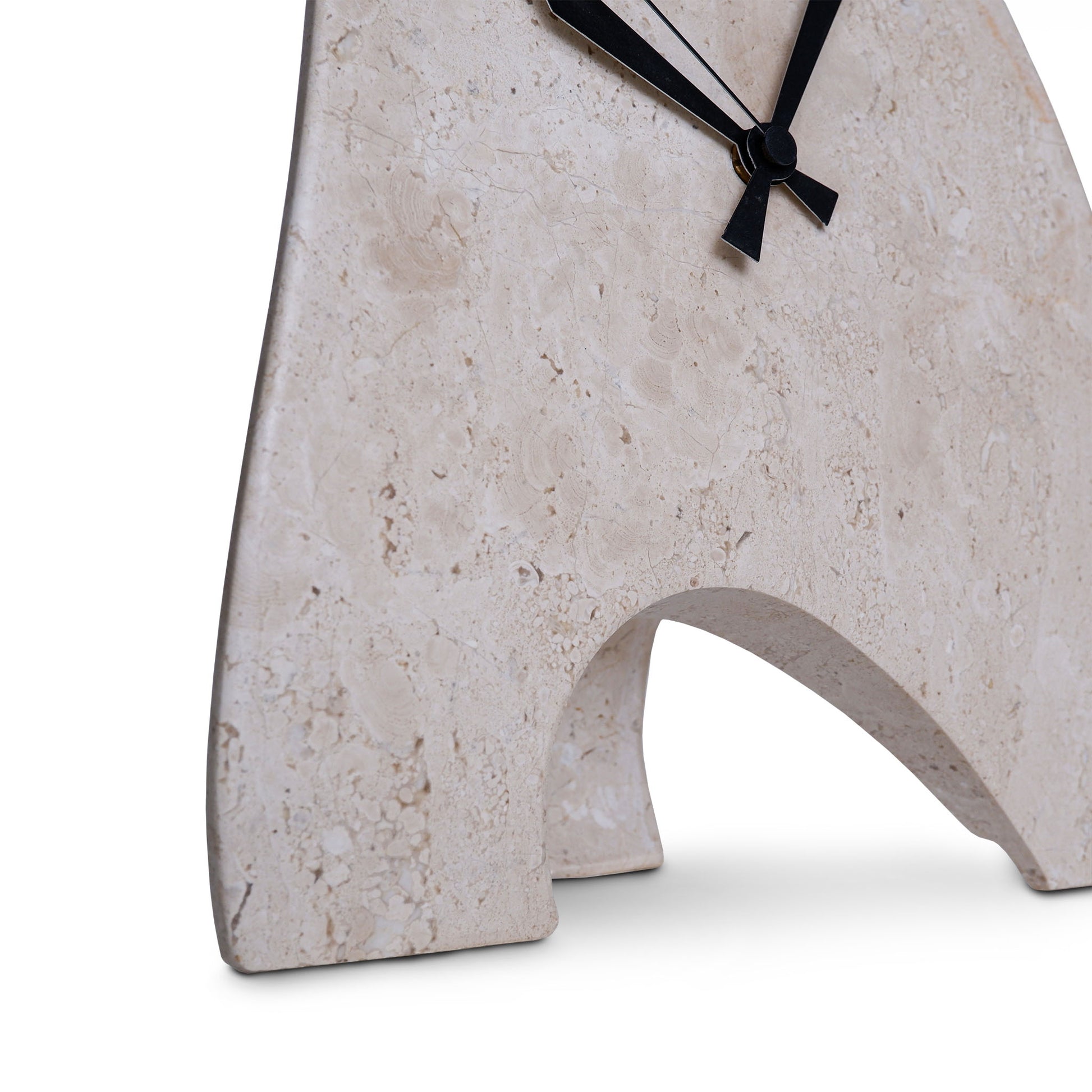 Orologio da tavolo Vela in pietra Marmo Bianco di Orosei vista dettaglio | Stone Art
