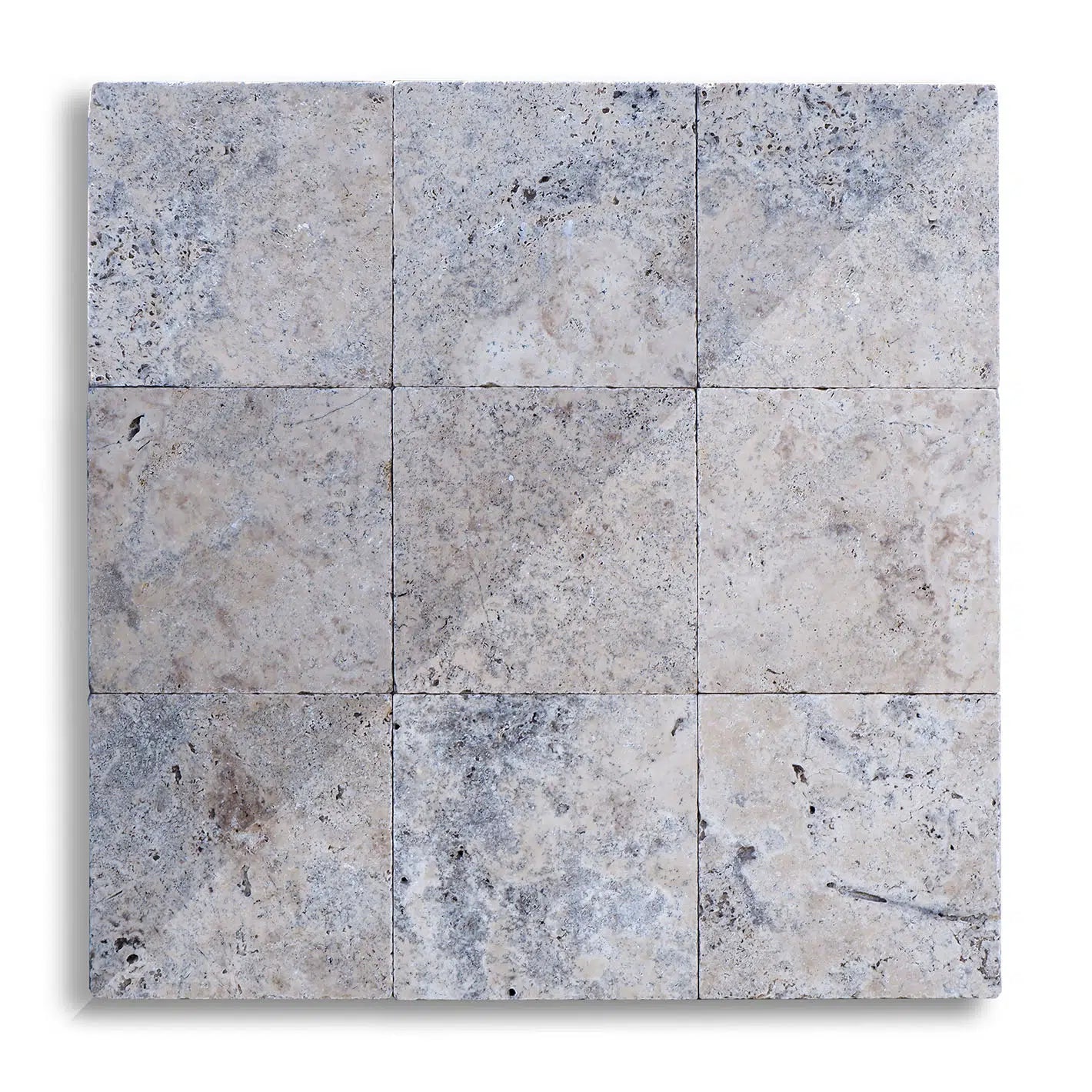 piastrelle cubo in pietra naturale travertino grigio silver con misure 20x20x1cm di stone art