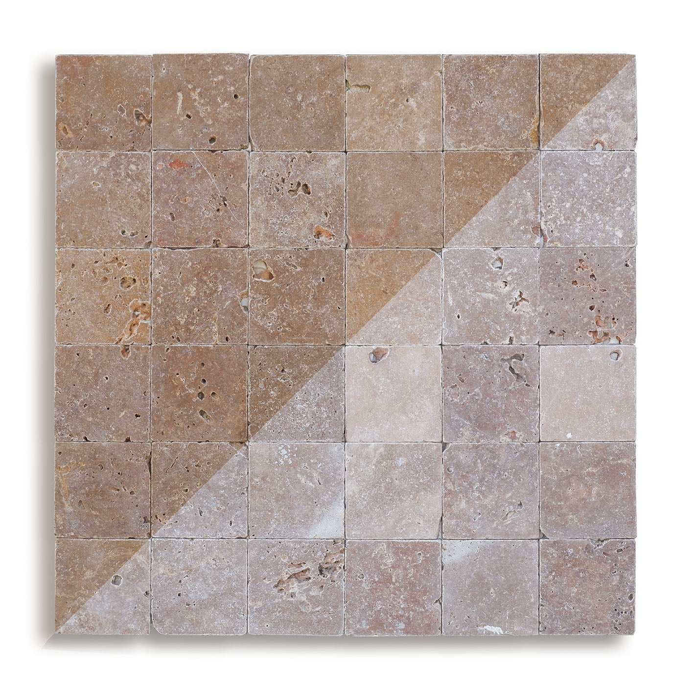 piastrelle per pavimenti e pareti in pietra naturale 10x10x1cm (0,5mq) travertino marrone noce 2°scelta