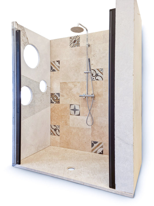 piatto doccia per bagno in pietra naturale marmo bianco filo pavimento di stone art