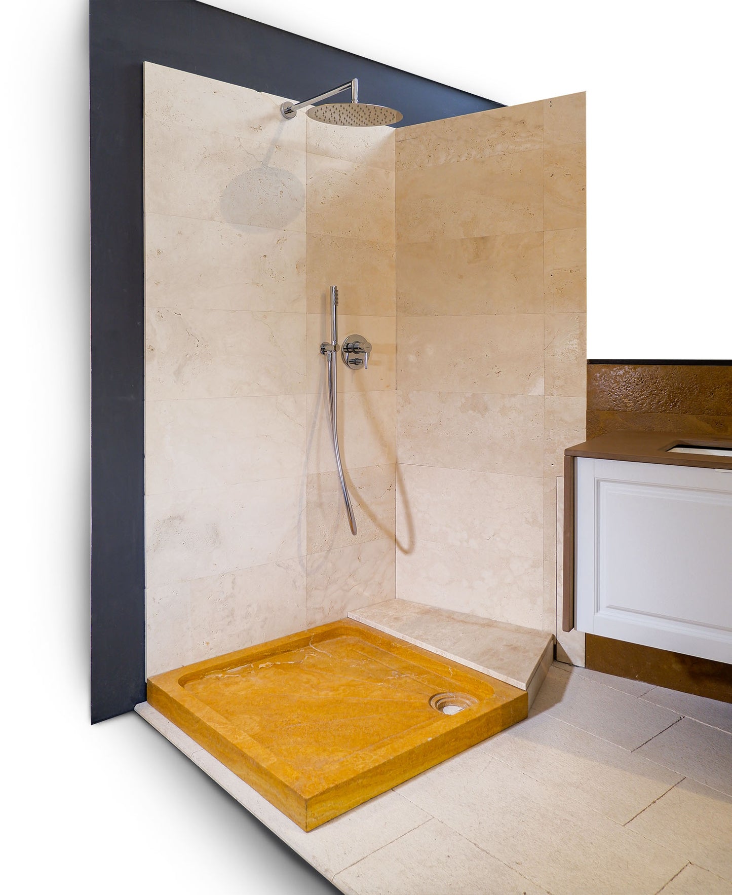 Piatto doccia Bagno in Pietra Travertino Giallo 80x80cm | Stone Art