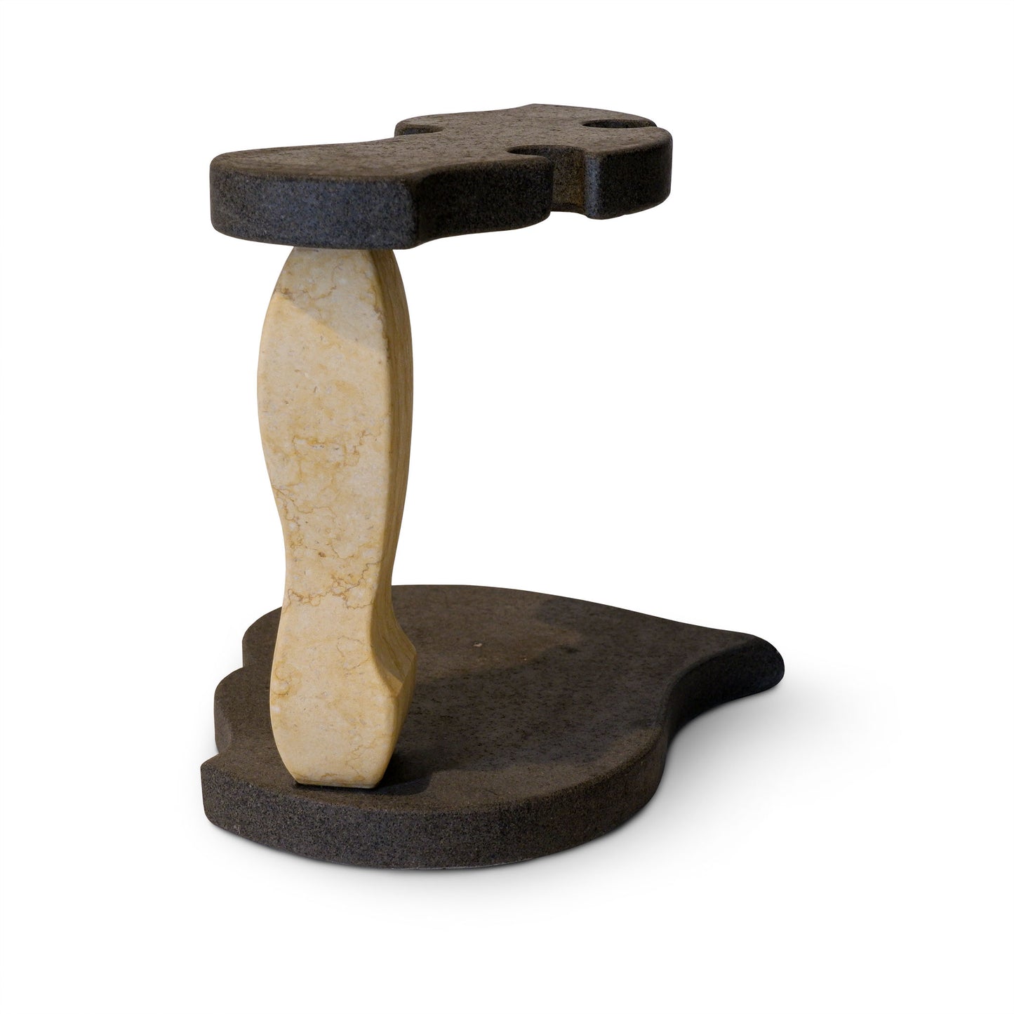 Portabottiglie Vino e Calici in pietra Basalto e Marmo Giallo | Stone Art