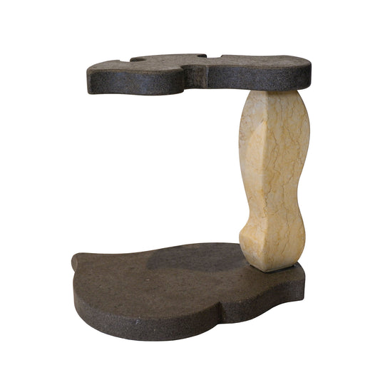 Portabottiglie Vino e Calici in pietra Basalto e Marmo Giallo | Stone Art