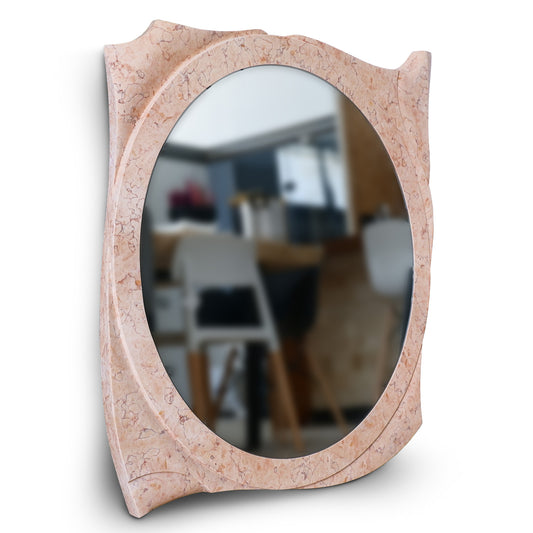 Specchio tondo in Pietra Marmo rosa Atlantide Ø95 cm  | Stone Art